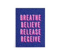 Artery8 Breathe Believe Release Receive Cheetah Print Canvas Wall Art Print in Blue | Size: W18" x H24" Artery8 Blue W18" x H24"