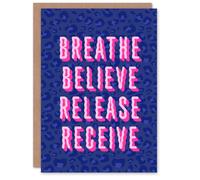 Artery8 Breathe Believe Release Receive Cheetah Print Card
