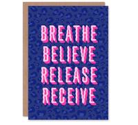 Artery8 Breathe Believe Release Receive Cheetah Print Personalised Card
