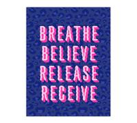 Artery8 Breathe Believe Release Receive Cheetah Print Wall Art Print in Blue | Size: W12" x H16" Artery8 Blue W12" x H16"