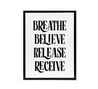 Artery8 Breathe Believe Release Receive Meditation Mantra Framed Canvas Art in Black | Size: W12" x H16" Artery8 Black W12" x H16"