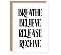 Artery8 Breathe Believe Release Receive Meditation Mantra Personalised Card