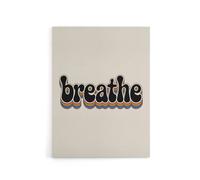 Artery8 Breathe Funky Retro Rainbow Typography Canvas Wall Art Print in Beige | Size: W18" x H24" Artery8 Beige W18" x H24"