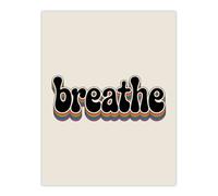 Artery8 Breathe Funky Retro Rainbow Typography Wall Art Print in Beige | Size: W24" x H32" Artery8 Beige W24" x H32"