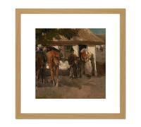 Artery8 Breitner Billeting The Troops Military Painting 8X8 Inch Square Wooden Framed Wall Art Print Picture with Mount in Light Oak Artery8 Light Oak