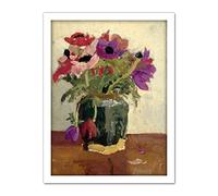 Artery8 Breitner Ginger Pot With Anemones Painting Artwork Framed Wall Art Print 18X24 Inch