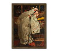 Artery8 Breitner Girl In A White Kimono Painting Artwork Framed Wall Art Print 18X24 Inch
