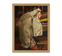 Artery8 Breitner Girl In A White Kimono Painting Artwork Framed Wall Art Print 18X24 Inch
