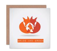 Artery8 Bride Groom Love Hearts Fox Anniversary Valentines Day Card Artery8 Multicolor