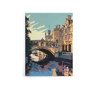 Artery8 Bridge Of Sighs Cambridge Cam River Canvas Wall Art Print in Blue | Size: W12" x H16" Artery8 Blue W12" x H16"