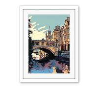 Artery8 Bridge of Sighs Cambridge University on Cam River Artwork Framed Wall Art Print 18X24 Inch