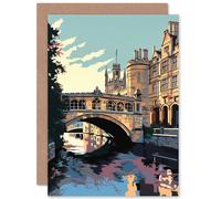 Artery8 Bridge of Sighs Cambridge University on Cam River Travel Birthday Sealed Greeting Card Plus Envelope Blank inside