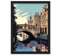 Artery8 Bridge of Sighs Cambridge University on Cam River Artwork Framed Wall Art Print A4