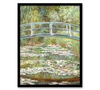 Artery8 Bridge over a Pond of Water Lilies Wall Art Print Framed Poster 12x16 inch Artwork By Claude Monet : Tranquil Nature Scene Suitable For Study Bedroom Or Lounge Adding Peaceful Vintage Tone