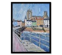 Artery8 Bridlington Pier Shore Painting Yorkshire Sunny Living Room Artwork Framed Wall Art Print A4