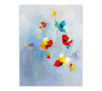 Artery8 Bright Blue Sky Abstract Flowers Painting Sweet Living Room Extra Large XL Wall Art Poster Print