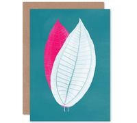 Artery8 Bright Coloured Leaf Teal Art Blank Just to Say Card Artery8 Multicolor