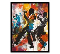 Artery8 Bright Colourful Artwork Soul Singers Silhouette Framed Art Print | Size: A4 Artery8 Multicolor A4