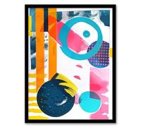 Artery8 Bright Colourful Patterns Circles Abstract Boho Living Room Artwork Framed Wall Art Print 18X24 Inch