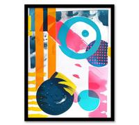 Artery8 Bright Colourful Patterns Circles Abstract Boho Living Room Artwork Framed Wall Art Print A4