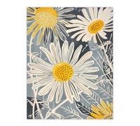 Artery8 Bright Daisy Flowers Bloom Artwork Light Floral Wall Art Print in Blue | Size: W12" x H16" Artery8 Blue W12" x H16"