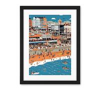 Artery8 Brighton Beach and Palace Pier Modern Abstract Artwork Framed Wall Art Print 18X24 Inch