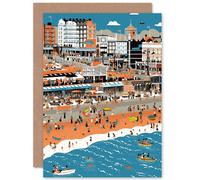 Artery8 Brighton Beach & Palace Pier Modern Abstract Travel Birthday Card Artery8 Multicolor