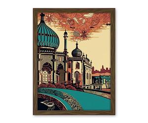 Artery8 Brighton City Royal Pavilion Ornate Illustration Artwork Framed Wall Art Print 18X24 Inch