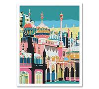 Artery8 Brighton Royal Pavilion Multicoloured Architecture Artwork Framed Wall Art Print 9X7 Inch