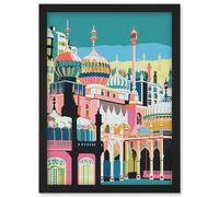 Brighton Royal Pavilion Multicoloured Architecture Artwork Framed Wall Art Print A4 Artery8 Black One Size