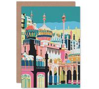 Artery8 Brighton Royal Pavilion Multicoloured Linocut Travel Birthday Sealed Greeting Card Plus Envelope Blank inside