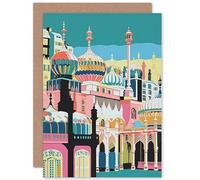 Artery8 Brighton Royal Pavilion Multicoloured Linocut Travel Birthday Sealed Greeting Card Plus Envelope Blank inside