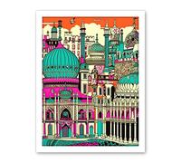 Artery8 Brighton Royal Pavilion Palace Vibrant Detailed Artwork Framed Wall Art Print 18X24 Inch