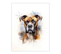 Artery8 Brindle Boxer Lovers Gift Watercolour Pet Portrait Painting Artwork Extra Large XL Wall Art Poster Print
