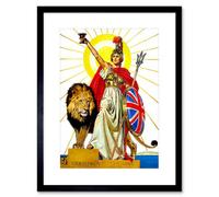 Artery8 Britannia And Lion Empire Colonial Female Warrior 12X16" Framed Wall Art Print