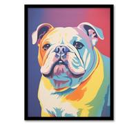 British Bulldog Pastel Tones Screen Print Risograph Artwork Spot Block Colour Retro Riso Interior Design Art Print Framed Poster Wall Decor Artery8 Black A4