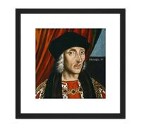 Artery8 British School Henry VII King Portrait 8X8 Inch Square Wooden Framed Wall Art Print Picture with Mount in Black Artery8 Black