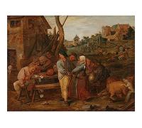 Artery8 Brouwer Peasant Brawl Art Print Canvas Premium Wall Decor Poster Mural