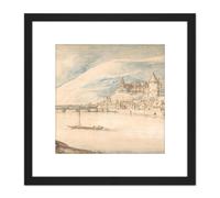 Artery8 Brueghel Elder View Of Heidelberg Drawing 8X8 Inch Square Wooden Framed Wall Art Print Picture with Mount in Black Artery8 Black