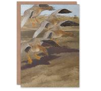 Artery8 Bruno Liljefors Art Card Wild Geese Animal Painting in Brown Artery8 Brown