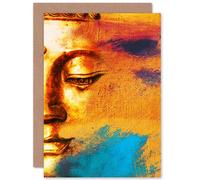 Fine Art Prints CPDT0006 Buddha Face Gold Collage Greeting Card with Envelope Inside Premium Quality, Yellow,185 x 290 mm