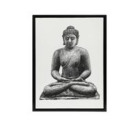 Artery8 Buddha On The Borobudur Drawing Leo Gestel Black Framed Canvas Art in White | Size: W18" x H24" Artery8 White W18" x H24"