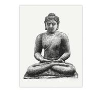 Artery8 Buddha On The Borobudur Drawing Leo Gestel Wall Art Poster Print in White | Size: W18" x H24" Artery8 White W18" x H24"