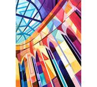 Artery8 Building with Glass Roof Modern Art Deco Colour Block Modern Watercolour Painting Extra Large XL Wall Art Poster Print