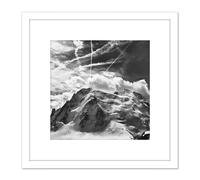 Artery8 Buisse Mont Blanc Tacul Mountain Summit Photo 8X8 Inch Square Wooden Framed Wall Art Print Picture with Mount in White Artery8 White