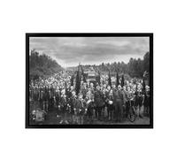 Artery8 Bulla 1937 Schoolchildren Gas Mask Drill Framed Canvas Wall Art Print in Grey | Size: W24" x H32" Artery8 Grey W24" x H32"