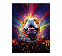 Artery8 Bulldog Dog Lover Gift Pet Portrait Colourful Artwork Painting Large Wall Art Poster Print Thick Paper 18X24 Inch