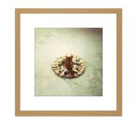 Artery8 Bullet Impact Ceramic Armor High Speed Photo 8X8 Inch Square Wooden Framed Wall Art Print Picture with Mount in Light Oak Artery8 Light Oak