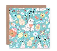 Artery8 Bunny Egg Cartoon Rabbit Easter Card Artery8 Multicolor