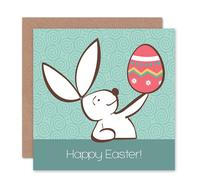 Artery8 Bunny Rabbit With Egg Cartoon Easter Kids Child Card Artery8 Multicolor